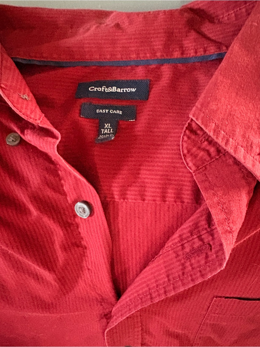croft & barrow Men’s Red Button-Down Corded Shirt